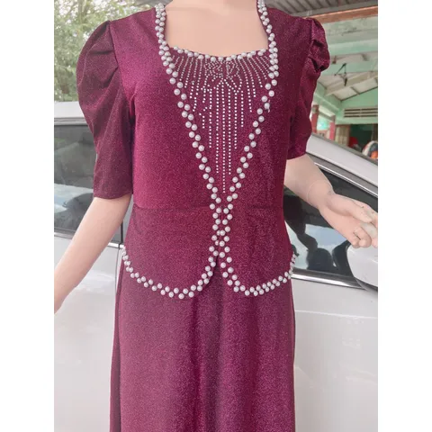 Đầm dạ hội màu hồng đậm Đính kết ngọc siêu đẹp Hàng cao cấp Giá 390k Hàng có sẵn giao ngay