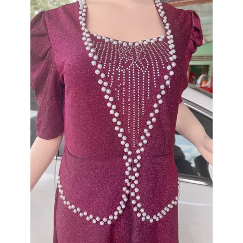 Đầm dạ hội màu hồng đậm Đính kết ngọc siêu đẹp Hàng cao cấp Giá 390k Hàng có sẵn giao ngay