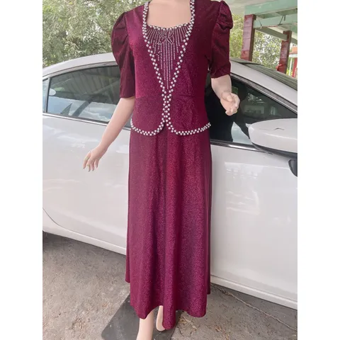 Đầm dạ hội màu hồng đậm Đính kết ngọc siêu đẹp Hàng cao cấp Giá 390k Hàng có sẵn giao ngay