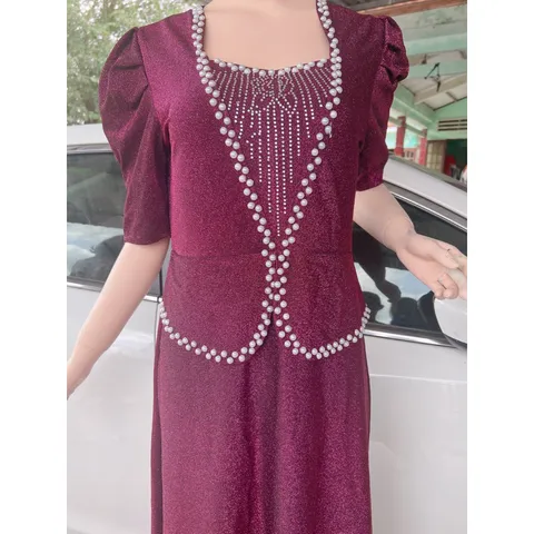 Đầm dạ hội màu hồng đậm Đính kết ngọc siêu đẹp Hàng cao cấp Giá 390k Hàng có sẵn giao ngay