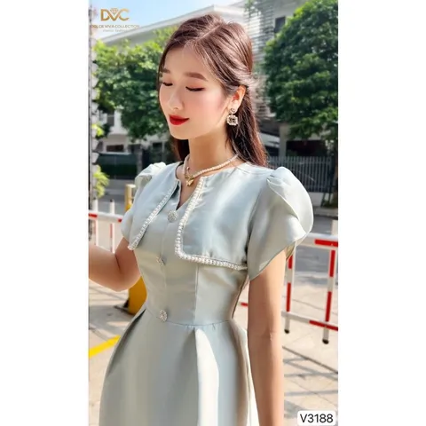 VÁY XANH TAFTA VIỀN NGỌC THIẾT KẾ CAO CẤP DVC Giá 350k Hàng có sẵn giao ngay Hàng cao cấp