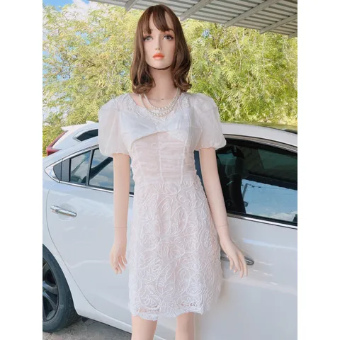 Đầm ren nổi Màu trắng  Hàng có sẵn giao ngay Đủ size Giá 290k