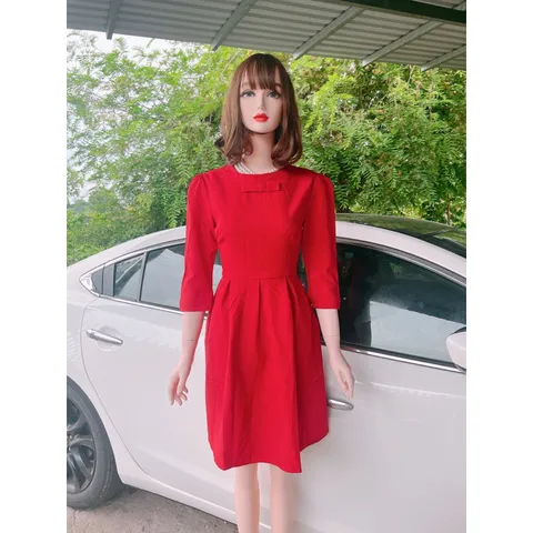 Đầm đỏ tay lỡ kết nơ Hàng có sẵn giao ngay Giá 290k Màu đỏ