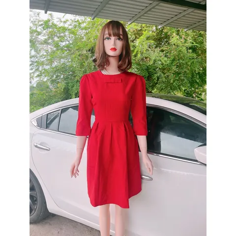 Đầm đỏ tay lỡ kết nơ Hàng có sẵn giao ngay Giá 290k Màu đỏ