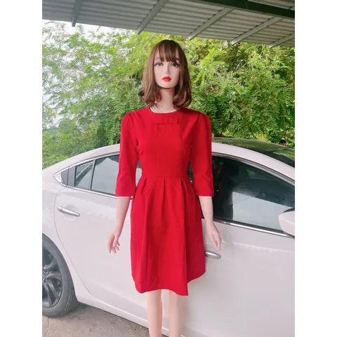 Đầm đỏ tay lỡ kết nơ Hàng có sẵn giao ngay Giá 290k Màu đỏ