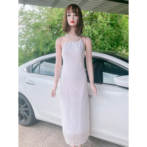 Đầm ren yếm màu trắng Hàng có sẵn giao ngay S Chất liệu ren đúp lót 2 lớp Giá 290k