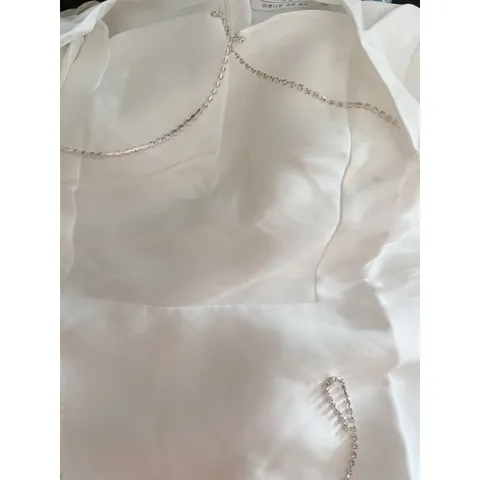 Đầm Xoè Cổ Vuông Chân Váy chữ A Đính Dây Đá Cách Điệu Giá 320k Hàng có sẴn giao ngay L Màu trắng