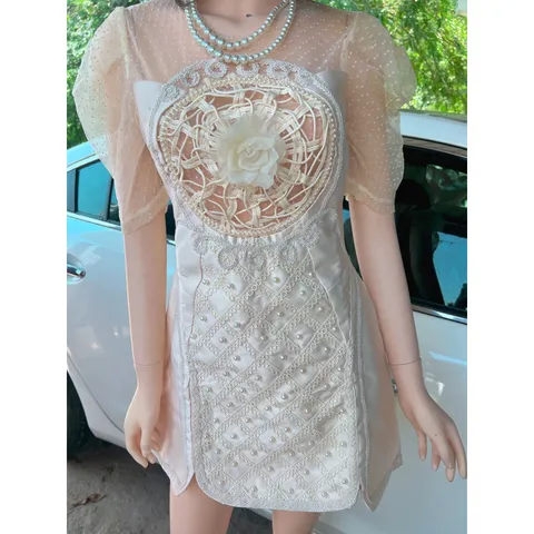 Siêu phẩm váy tacta đính kết chuẩn hãng cao câp Size S M L  Giá 360k Hàng có sẵn giao ngay Màu kem