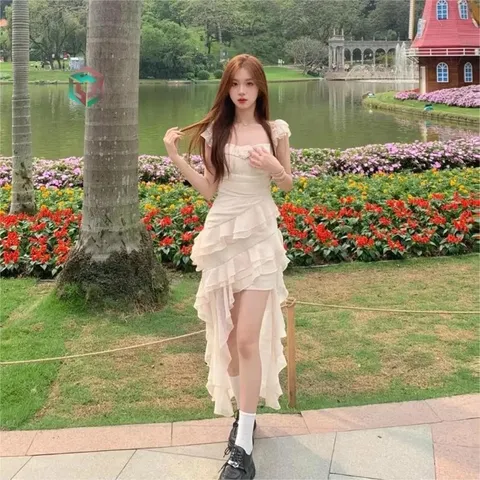 Đầm nữ phiên bản Hàn Quốc thiết kế dễ thương váy đuôi cá phong cách Giá 290k Hàng có sẵn giao ngay Màu kem Đủ size