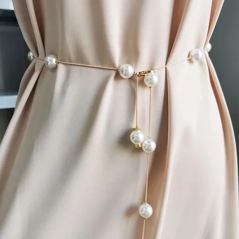 Đầm Dây Xích Eo Đính Ngọc Trai Nhân Tạo Sang Trọng Có Thể Điều Chỉnh Cho Nữ Hàng có sẵn giao ngay Giá 190k
