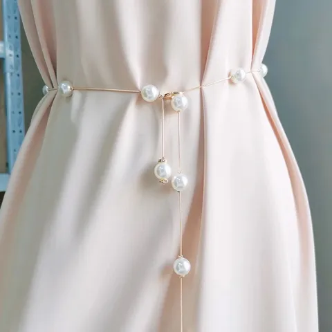 Đầm Dây Xích Eo Đính Ngọc Trai Nhân Tạo Sang Trọng Có Thể Điều Chỉnh Cho Nữ Hàng có sẵn giao ngay Giá 190k