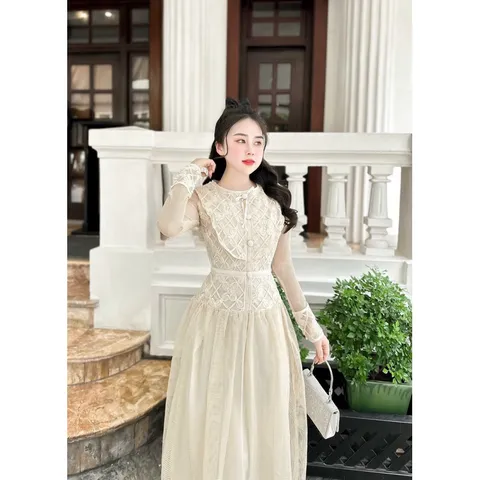 Đầm ren cao cấp Giá 420k Hàng có sẵn giao ngay L Màu kem