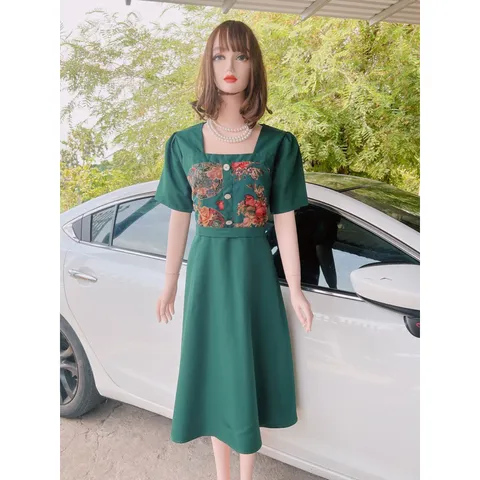 Đầm Họa Tiết Sang Trọng Đi Làm Đi Tiệc siêu đẹp Giá 299k Hàng có sẵn giao ngay 3XL Màu đỏ đô + màu xanh 3XL
