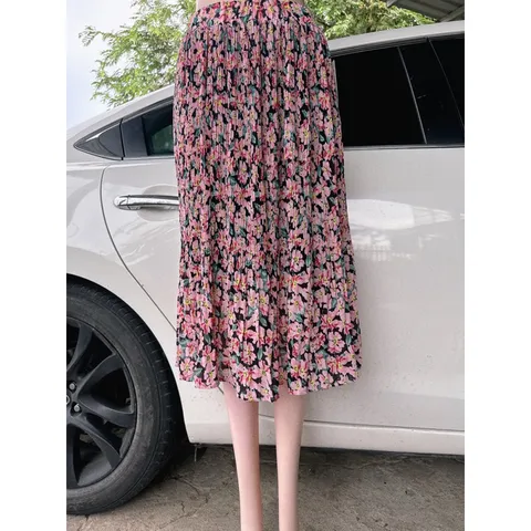 Chân váy hoa xếp ly  Hàng có sẵn giao ngay  Giá 190k Eo bo chun co giãn dễ mặc  Dưới 75kg mặc đẹp