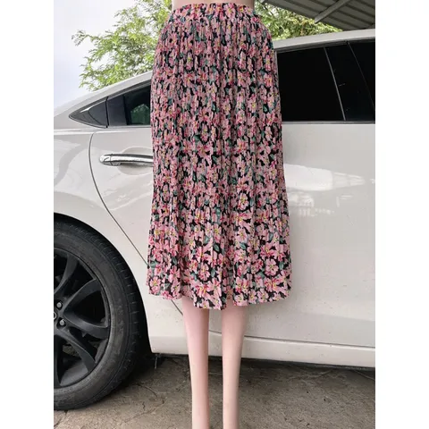 Chân váy hoa xếp ly  Hàng có sẵn giao ngay  Giá 190k Eo bo chun co giãn dễ mặc  Dưới 75kg mặc đẹp
