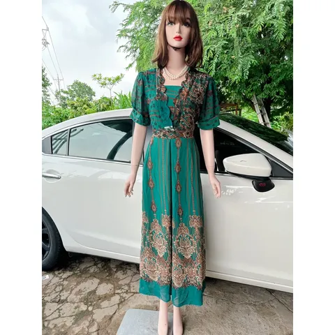 Đầm họa tiết sang trọng, có  BIGSIZE  thiết kế sang trọng, Đầm tặng mẹ, tặng bà Đầm đi tiệc  Hàng có sẵn giao ngay 3XL