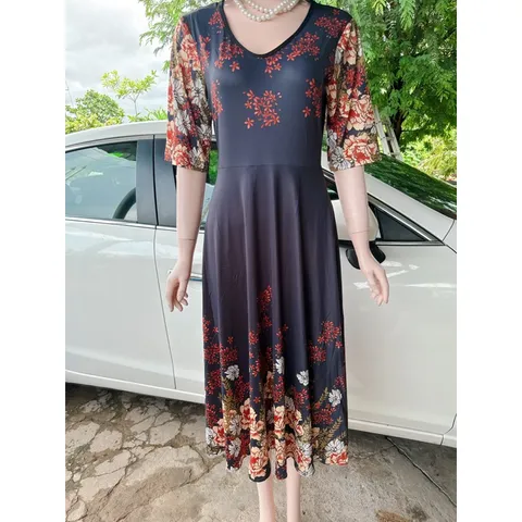 Đầm hoa Quảng châu cao cấp  Hàng có sẵn giao ngay XL, có đủ size tới 90kg Giá 290k Co giãn dễ mặc  Chất liệu thun cotton