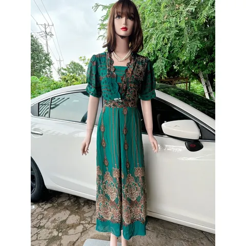 Đầm họa tiết sang trọng, có  BIGSIZE  thiết kế sang trọng, Đầm tặng mẹ, tặng bà Đầm đi tiệc  Hàng có sẵn giao ngay 3XL