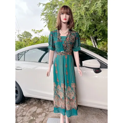 Đầm họa tiết sang trọng, có  BIGSIZE  thiết kế sang trọng, Đầm tặng mẹ, tặng bà Đầm đi tiệc  Hàng có sẵn giao ngay 3XL