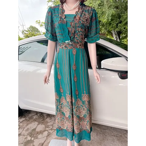 Đầm họa tiết sang trọng, có  BIGSIZE  thiết kế sang trọng, Đầm tặng mẹ, tặng bà Đầm đi tiệc  Hàng có sẵn giao ngay 3XL
