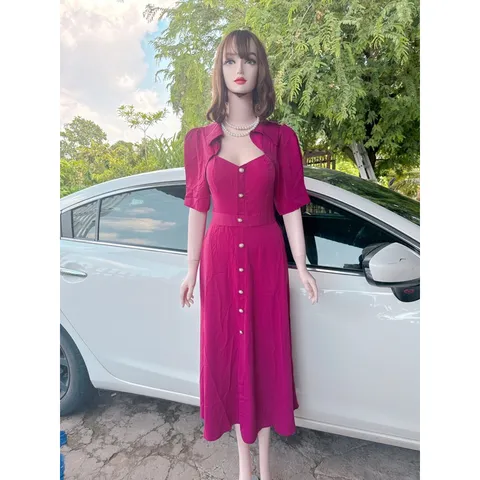 Đầm cổ nữ hoàng Phía sau bo chun co giãn dễ mặc  Hàng có sẵn giao ngay  Giá 290k Chất liệu lụa mango  cao cấp Dưới 75kg