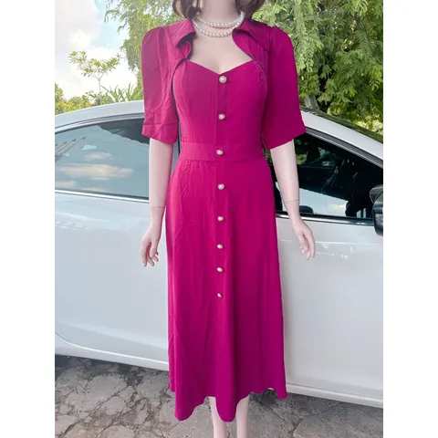 Đầm cổ nữ hoàng Phía sau bo chun co giãn dễ mặc  Hàng có sẵn giao ngay  Giá 290k Chất liệu lụa mango  cao cấp Dưới 75kg