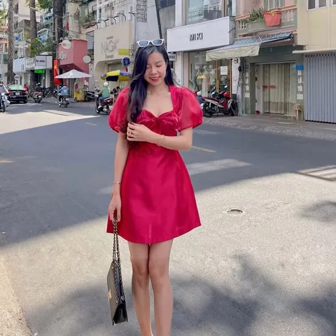 Đầm nơ ngực phối tơ Hàng có sẵn giao ngay 2XL Giá 290k, có đủ size tới 90kg , có Bigsize  Chất liệu tapta xịn phối tơ