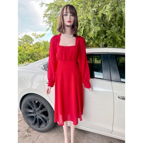 Đầm  nhún nguc, tôn eo Hàng có sẵn giao ngay XL Đúp lót 2 lớp Chất liệu chifffon cao cấp  Giá 290k Đủ size tới 80kg