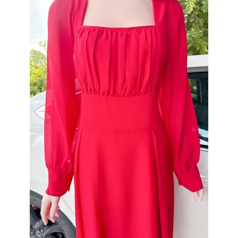Đầm  nhún nguc, tôn eo Hàng có sẵn giao ngay XL Đúp lót 2 lớp Chất liệu chifffon cao cấp  Giá 290k Đủ size tới 80kg