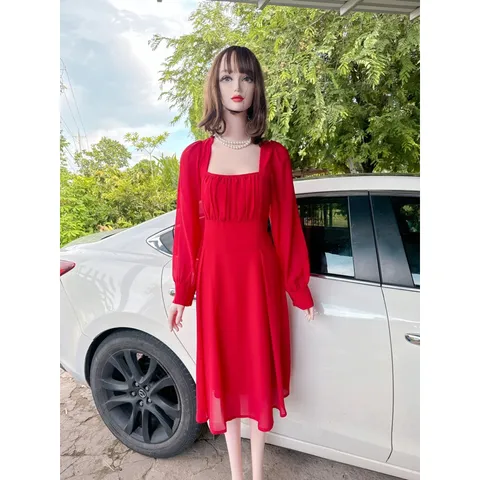 Đầm  nhún nguc, tôn eo Hàng có sẵn giao ngay XL Đúp lót 2 lớp Chất liệu chifffon cao cấp  Giá 290k Đủ size tới 80kg