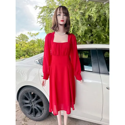 Đầm  nhún nguc, tôn eo Hàng có sẵn giao ngay XL Đúp lót 2 lớp Chất liệu chifffon cao cấp  Giá 290k Đủ size tới 80kg