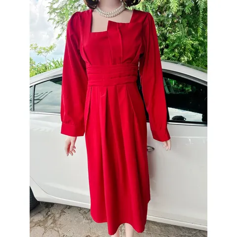 Đầm dự tiệc xòe tay phồng cách điệu  [HÀNG CÓ SẴN] Giá 290k Có đủ size tới 90kg Chất liệu cát hàn cao cấp