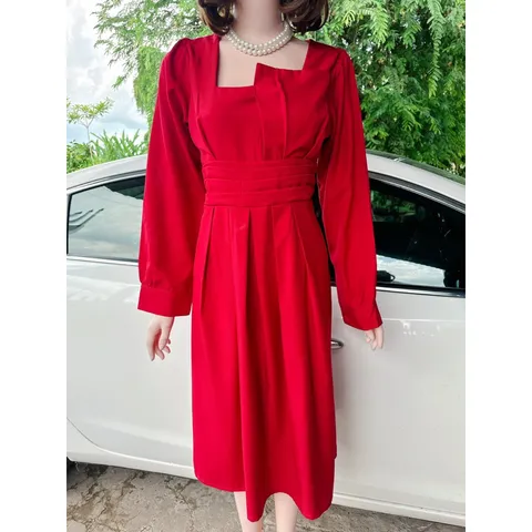 Đầm dự tiệc xòe tay phồng cách điệu  [HÀNG CÓ SẴN] Giá 290k Có đủ size tới 90kg Chất liệu cát hàn cao cấp