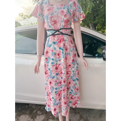 Đầm họa tiết sang trọng Hàng có sẵn giao ngay  Đủ size tới 90kg Giá 290k Có sẵn 2 túi Chất liệu lụa mango ko nhăn