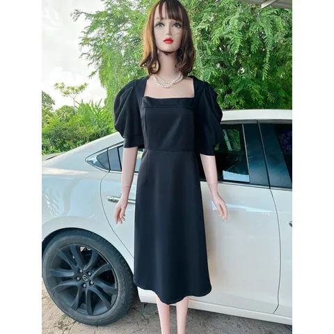 Đầm đen tay bồng cổ vuông Hàng có sẵn giao ngay 2XL Giá 290k Đủ size tới 90kg Chất liệu cát hàn cao cấp