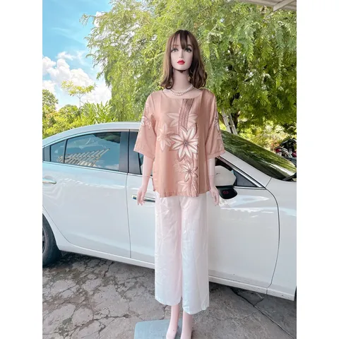 Áo lụa trung niên ép đá cao cấp mềm mịn mát, ko bai ko xù + quần lụa Đủ size Giá 290k/ cả set Chất liệu lụa Latin xịn