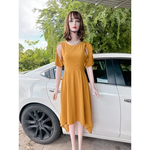 Đầm đuôi cá cách điệu màu vàng Giá 330k Hàng cao cấp sang trọng Hàng có sẵn giao ngay LXL Dưới 80kg mặc đẹp  Chất
