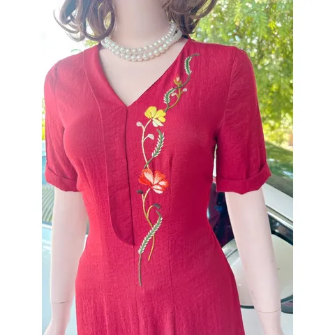 Set áo dài thêu hoa hàng An Thuỷ cao cấp, hàng thêu Áo dài giá 290k Quần giá 120k/ quần  Cả set gồm áo dài