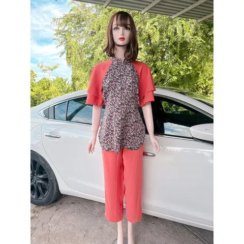 SÉT LAM , set bà ba cách tân , áo có dây kéo phía sau Hàng có sẵn giao ngay L Giá 220k/ cả set Có đủ size tới 80kg