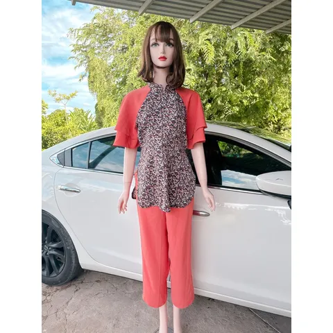 SÉT LAM , set bà ba cách tân , áo có dây kéo phía sau Hàng có sẵn giao ngay L Giá 220k/ cả set Có đủ size tới 80kg