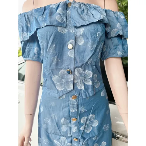 Set bò trễ vai kiêu dáng  sang chảnh Hàng có sẵn giao ngay 2L Đủ size SML Giá 400k/ cả set Chất liệu jean lụa xịn