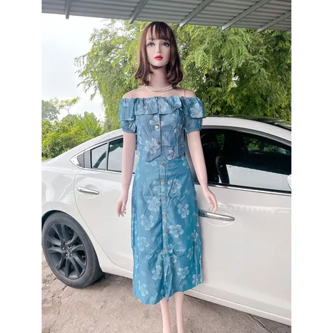 Set bò trễ vai kiêu dáng  sang chảnh Hàng có sẵn giao ngay 2L Đủ size SML Giá 400k/ cả set Chất liệu jean lụa xịn