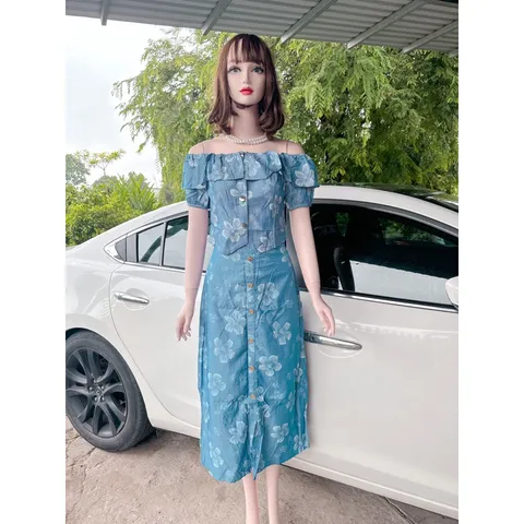 Set bò trễ vai kiêu dáng  sang chảnh Hàng có sẵn giao ngay 2L Đủ size SML Giá 400k/ cả set Chất liệu jean lụa xịn