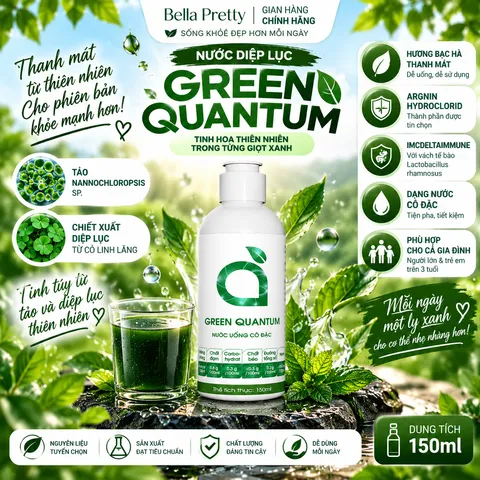 Green Quantum Nước Uống Cô Đặc 150ml – Tảo Nannochloropsis, Chiết Xuất Diệp Lục, Hương Bạc Hà