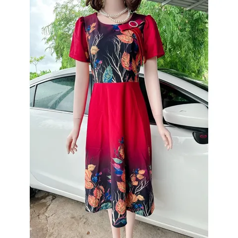 Đầm họa tiết siêu đẹp Giá 299k Chất liệu thun umi cao cấp Đủ size tới 80kg