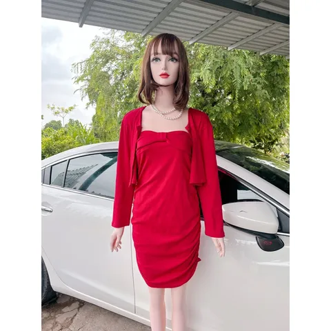 Set Đầm body thun cotton co dãn nhiều cúp ngực kèm áo khoác size 45-80kg Hàng có sẵn giao ngay  Giá 290k/ cả set