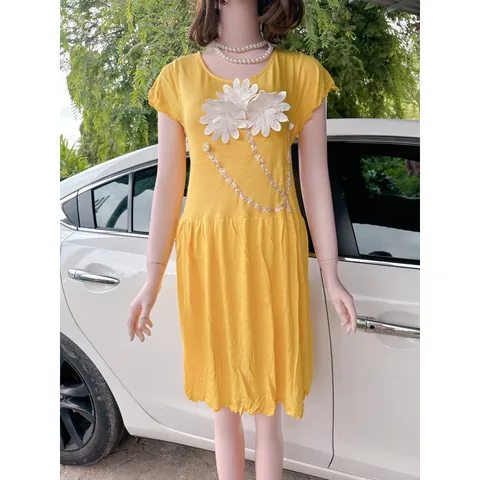 đầm đính hoa siêu đẹp Hàng có sẵn giao ngay  Giá 250k Chất liệu thun co giãn dễ mặc Có size tới 80kg