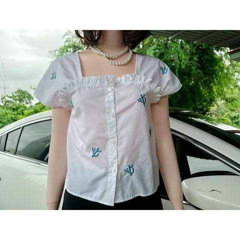 (CÓ SẴN) áo sơ mi xương rồng thêu unisex HÀNG CHẤT LƯỢNG Hàng có sẵn giao ngay  Giá 150k