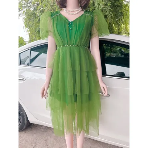 Đầm công chúa tầng màu xanh đính ngọc  Hàng có sẵn giao ngay  Giá 320k Hàng cao cấp Đủ size SML Đúp lót 2 lớp