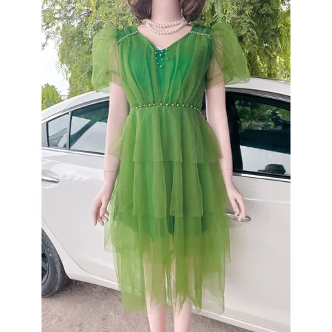 Đầm công chúa tầng màu xanh đính ngọc  Hàng có sẵn giao ngay  Giá 320k Hàng cao cấp Đủ size SML Đúp lót 2 lớp